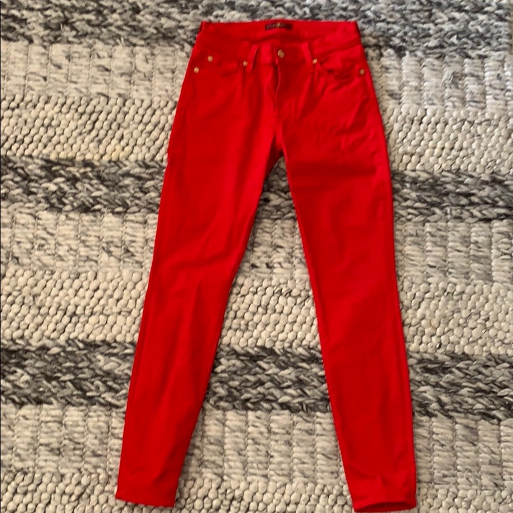 7 for all mankind red skinny jeans.